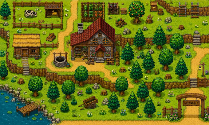 create 2d top down pixel art rpg tileset 16bit spritesheet level design game map