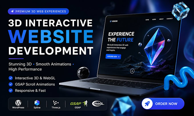 interactive 3d animated website wordpress 3d spline animation threejs gsap webgl