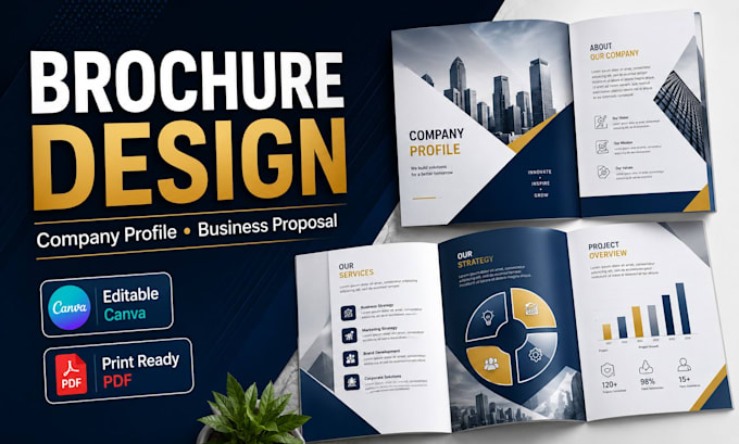 brochure design company profile proposal editable canva template print ready pdf
