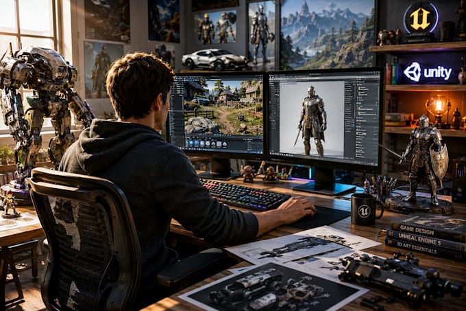 do 3d game mod, unity model, unreal engine modding 3d game asset for video game