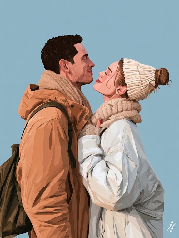 couple portrait wedding portrait illustration
