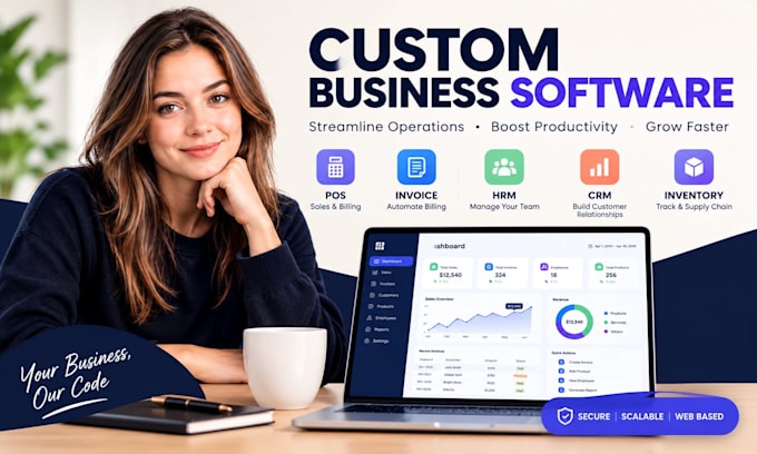 develop custom software system business management invoice software hrm pos