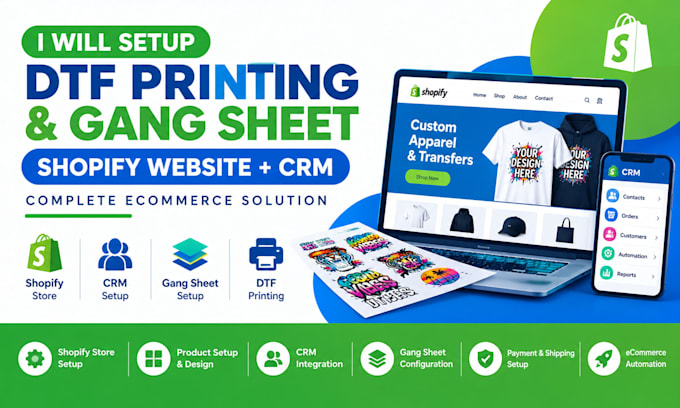 setup dtf crm gang sheet shopify website printing crm website emb shopify store