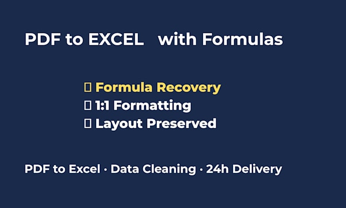 convert PDF to excel with formulas and 1 to 1 layout