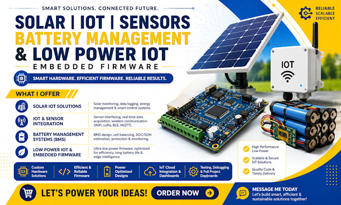 do solar iot sensor, battery management and low power iot embedded firmware