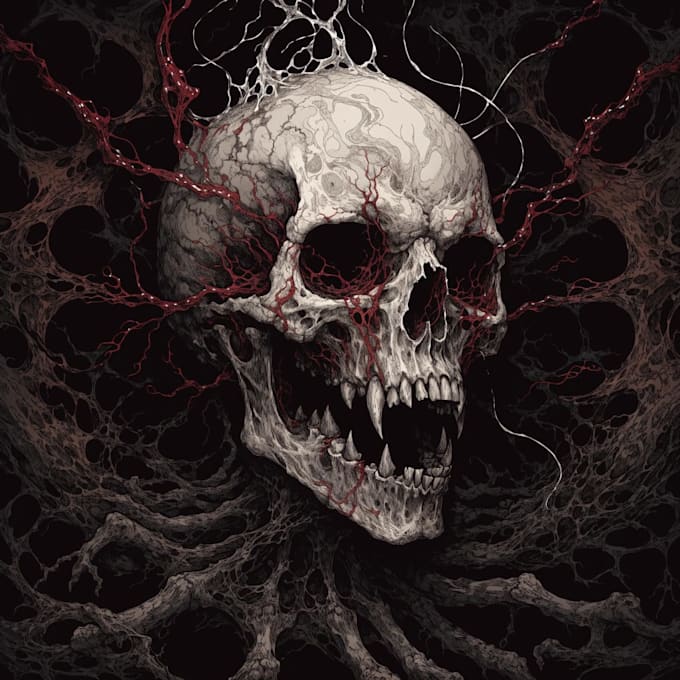 create dark art illustration, horor and skull artwork