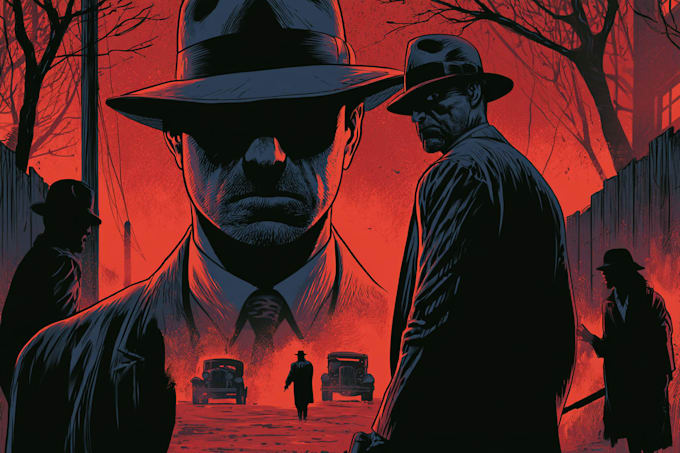 draw dark noir comic illustration and dark fantasy art