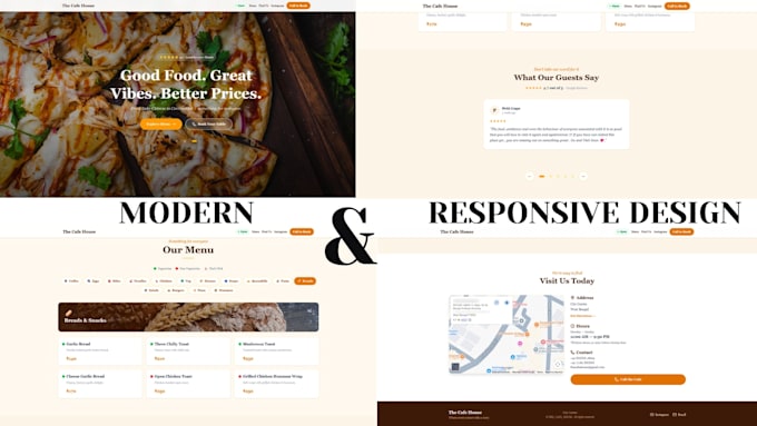 build a modern responsive restaurant or cafe website