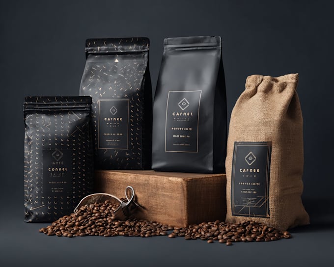 luxury coffee and tea packaging and label design