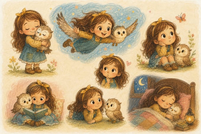 ai children book illustrations with consistent characters