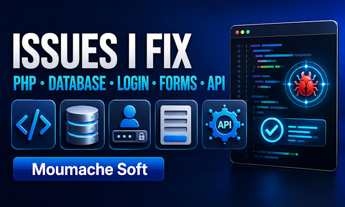 fix PHP mysql website bugs errors and database issues