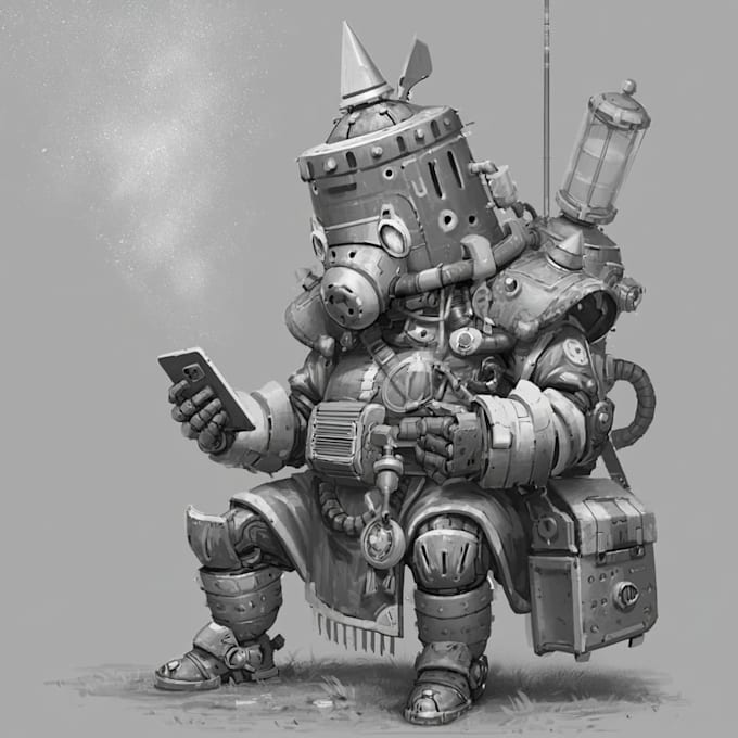 design futuristic robots, mecha and armored characters