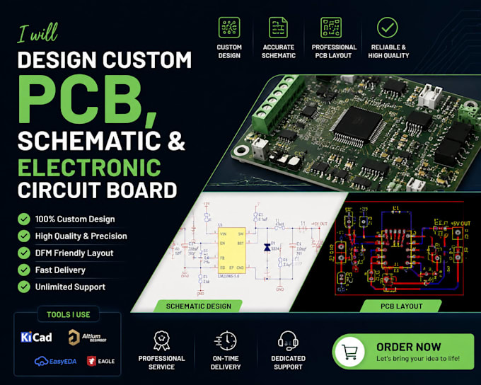 design custom pcb, schematic and electronic circuit board