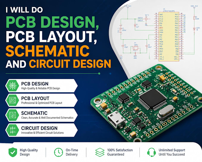 do pcb design, pcb layout, schematic and circuit design