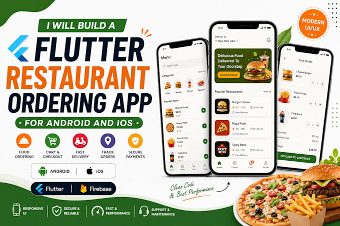 build a flutter restaurant ordering app for android and ios