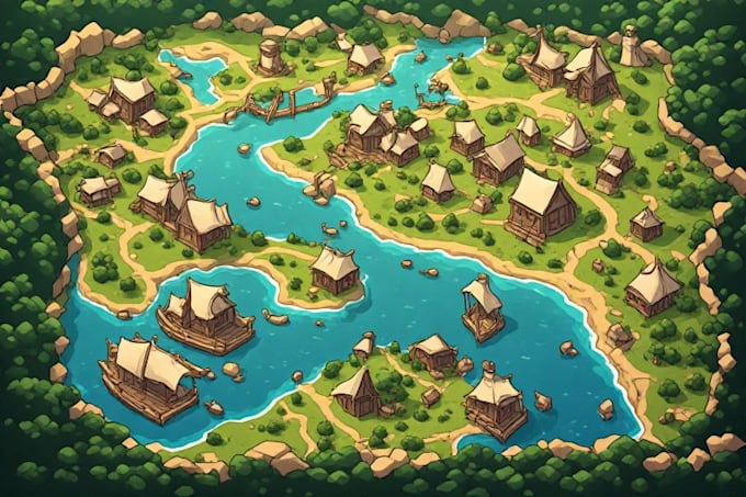 create event, tourist, and fantasy map illustration