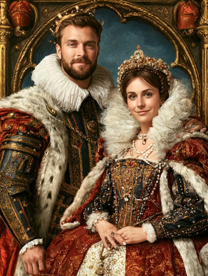 illustrate awesome royal couple portrait