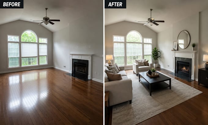 do virtual furniture removal and replacement interior styling