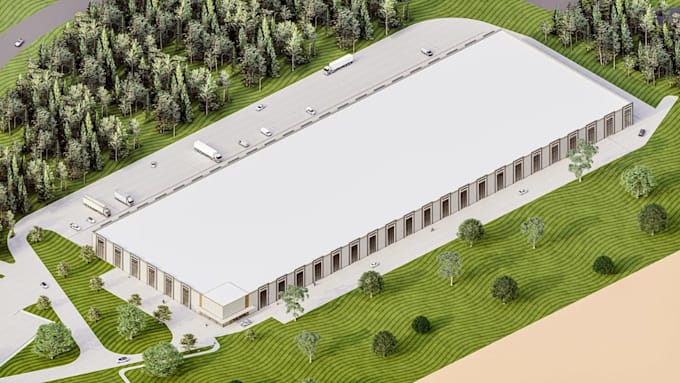 render 3d warehouse interior,factory plant,storage facility,industrial building