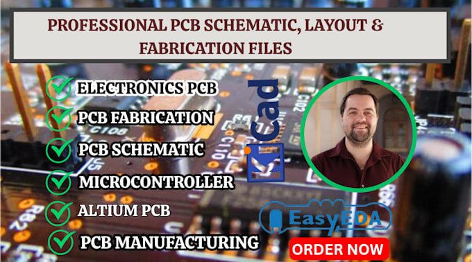 design pcb circuit, pcb design, pcb schematic, fabrication gerber and bom