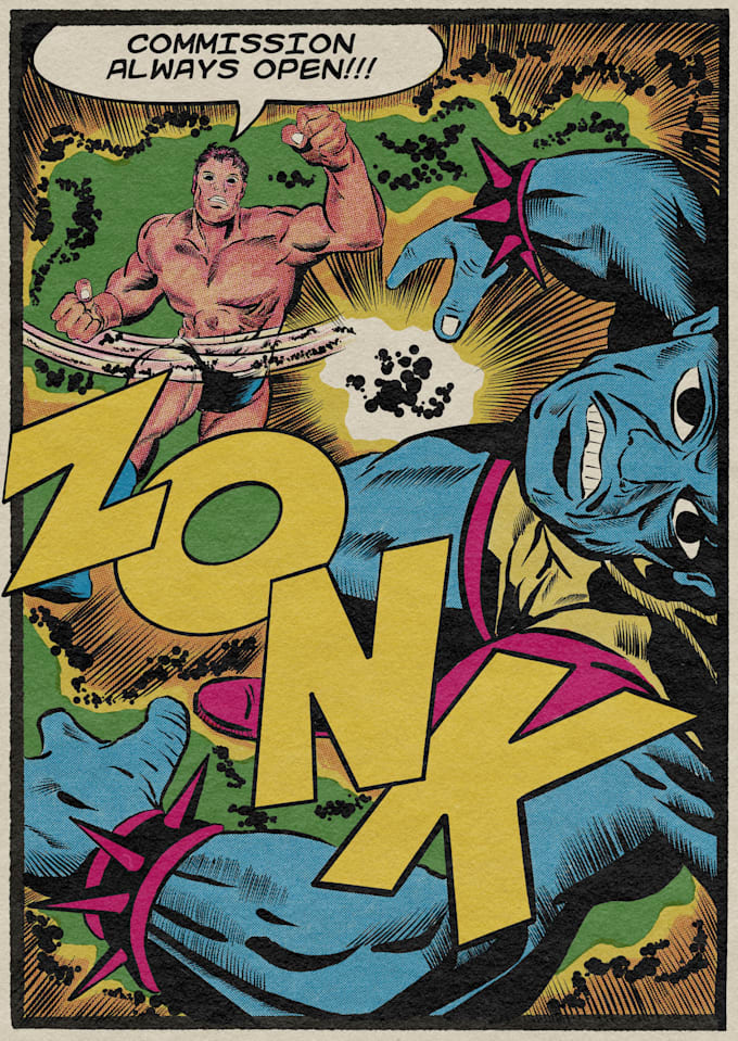 create custom retro vintage comic illustration