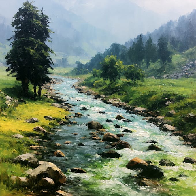 paint a custom landscape oil painting on canvas