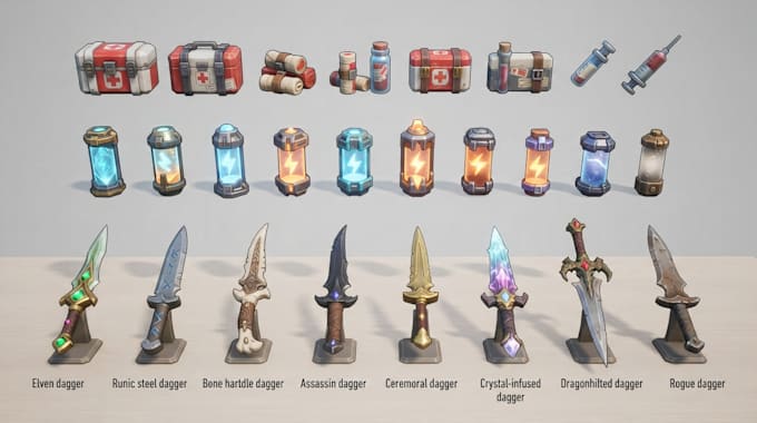 create custom 3d gun models, weapon assets, game gun, gun pack and roblox assets