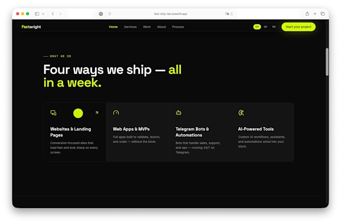 build you a professional website or landing page in 5 days