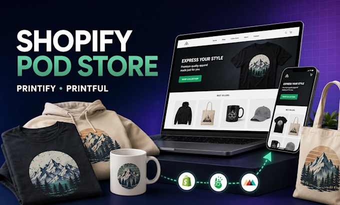 design shopify print on demand pod store with printify and printful setup