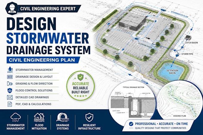 design stormwater drainage system civil engineering plan