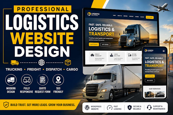 design logistics website, trucking website, dispatch cargo transport website