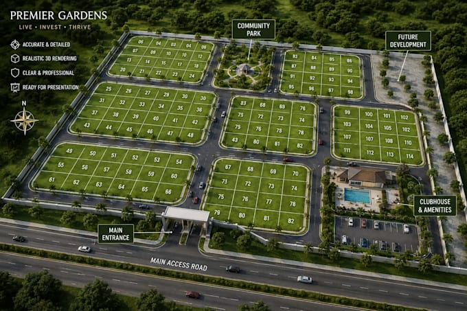 redraw or render professional 2d site plans, master plan and real estate map