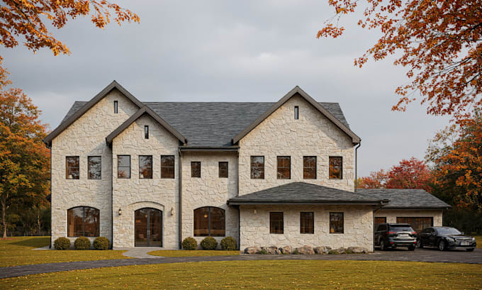 render realistic 3d residential house exteriors