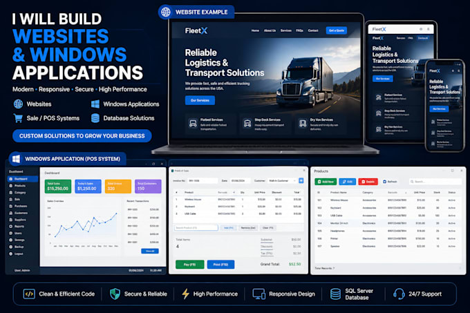 build custom websites and windows desktop applications