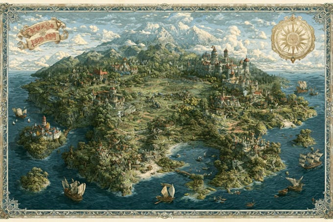 fantasy map illustration vector event map design tourist map
