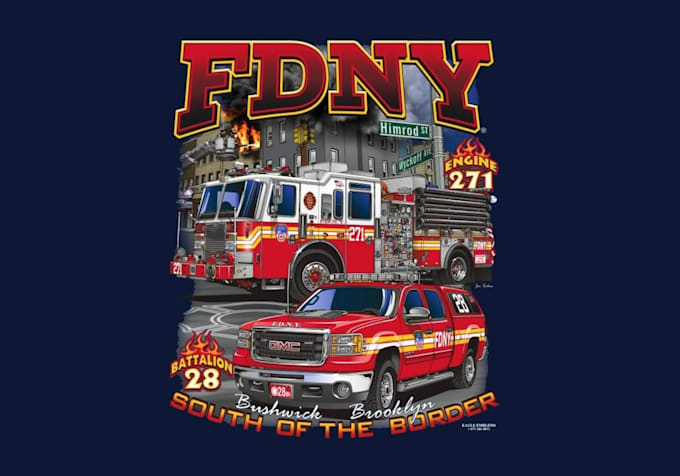 create custom firefighter t shirt design and fire department logo vector artwork