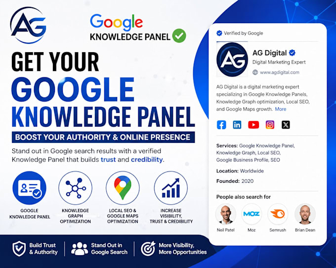 create a standard go0gle knowledge panel knowledgepanel, for personal or brand
