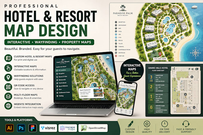 design hotel resort maps interactive maps visrez wayfinding