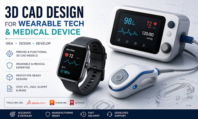do 3d cad design for wearable tech and medical device