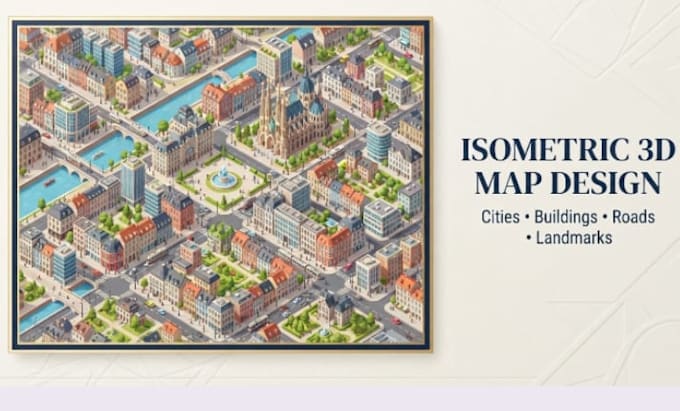 design isometric 2d 3d city map, vector map top down and custom map illustration