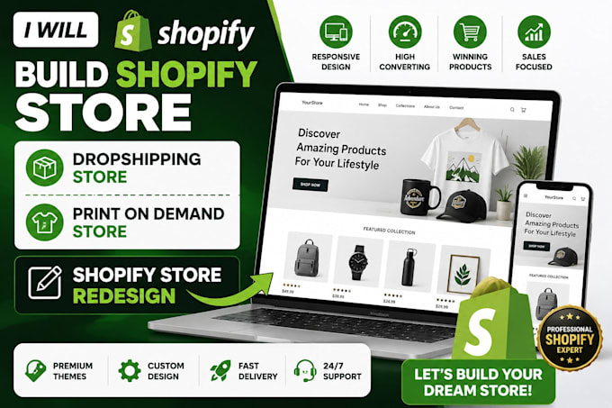build shopify store dropshipping print on demand store shopify store redesign