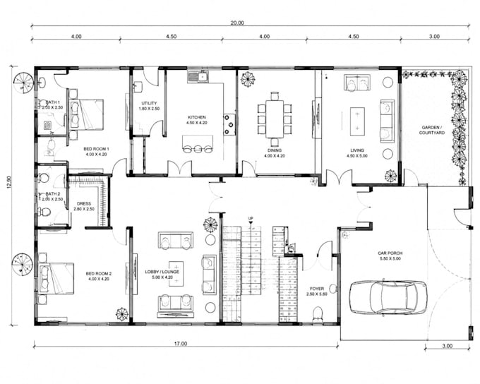 do 2d floor plan redraw architectural drawings and cad layout design services 3d