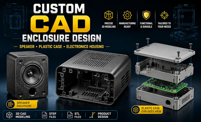 design custom cad enclosure, speaker enclosure and plastic case 3d model