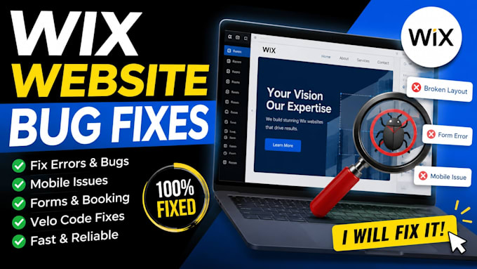 fix wix website bugs, errors, mobile issues, velo code and broken feature