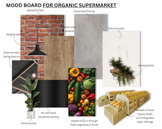 create an interior material board, finish palette, and design concept