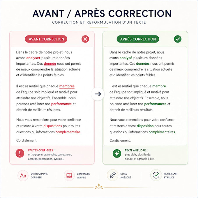 corriger et reformuler vos textes en francais