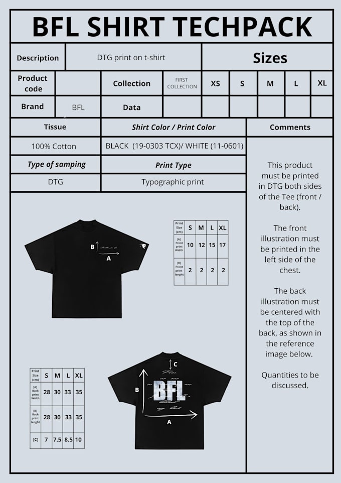 create a professional clothing tech pack for your brand
