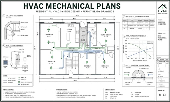create hvac permit drawings, mechanical plans and hvac plans