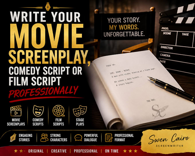 write your movie screenplay, comedy script or film script professionally