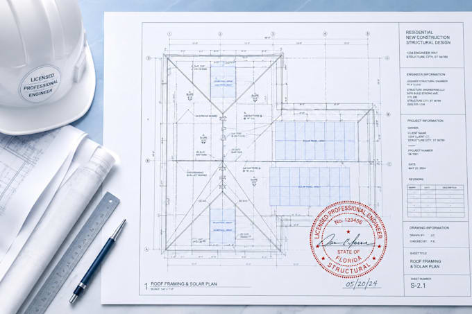 provide stamped structural letters, permit drawings, and solar roof load calc